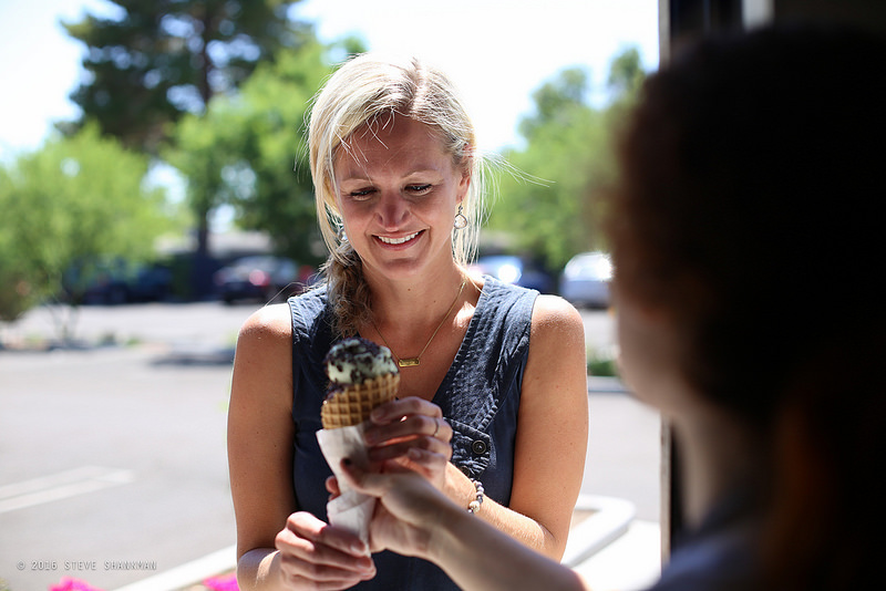 Customer enjoying ice cream cone